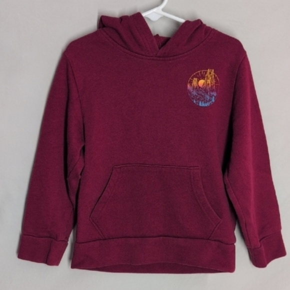 Old Navy Maroon Hoodie with Multicolor Sleeve Design - Picture 5 of 6